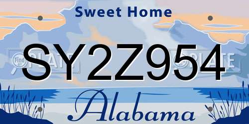 SY2Z954 Alabama License Plate