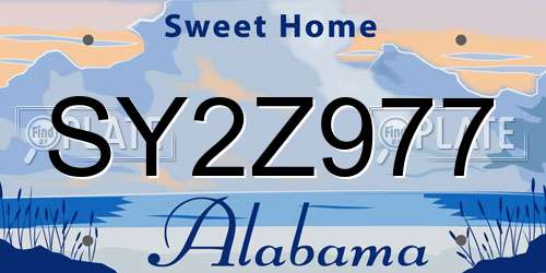 SY2Z977 Alabama License Plate