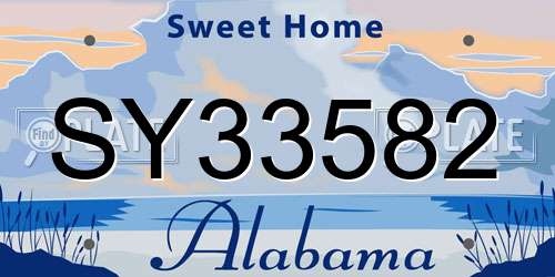 SY33582 Alabama License Plate