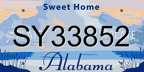 SY33852 Alabama License Plate