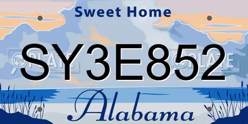 SY3E852 Alabama License Plate