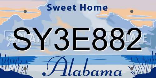 SY3E882 Alabama License Plate