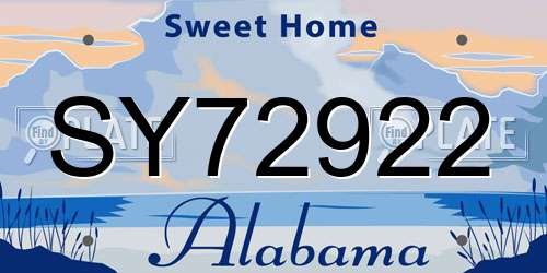 SY72922 Alabama License Plate