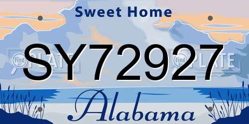 SY72927 Alabama License Plate