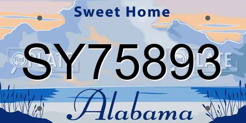 SY75893 Alabama License Plate
