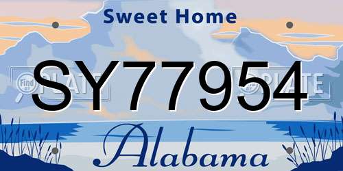 SY77954 Alabama License Plate