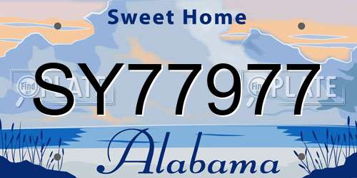 SY77977 Alabama License Plate