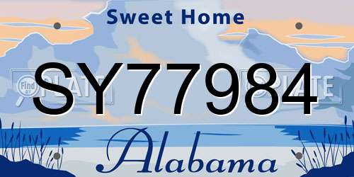 SY77984 Alabama License Plate