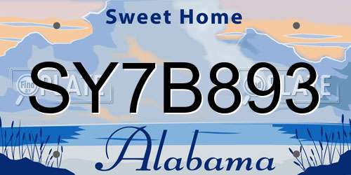 SY7B893 Alabama License Plate
