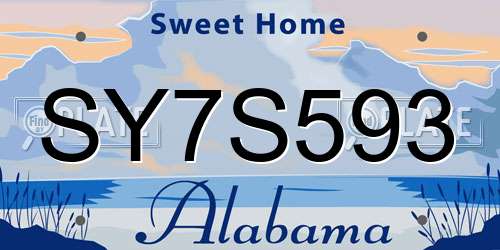 SY7S593 Alabama License Plate