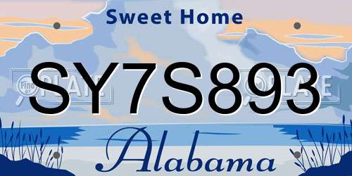 SY7S893 Alabama License Plate