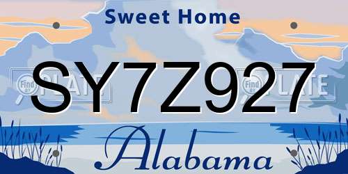 SY7Z927 Alabama License Plate