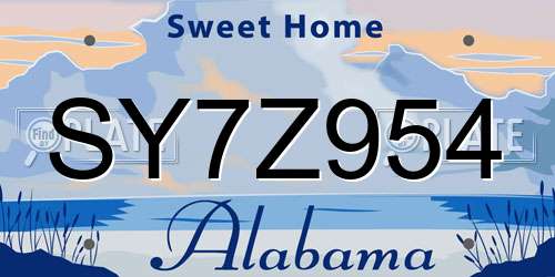 SY7Z954 Alabama License Plate
