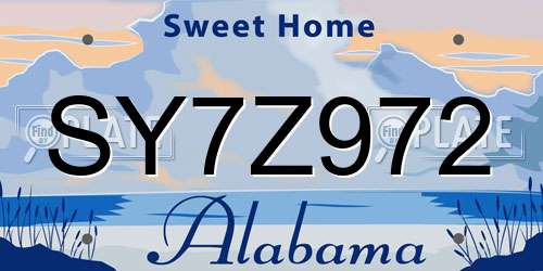 SY7Z972 Alabama License Plate