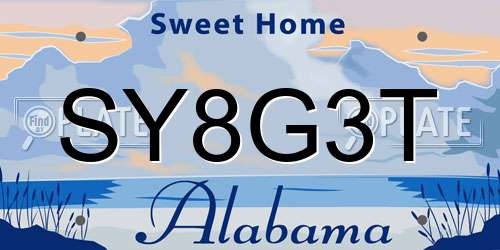 SY8G3T Alabama License Plate