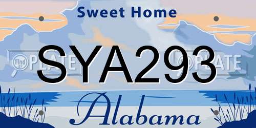 SYA293 Alabama License Plate