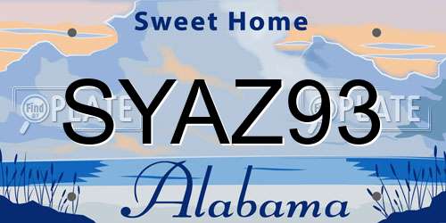 SYAZ93 Alabama License Plate