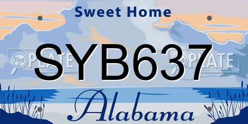 SYB637 Alabama License Plate