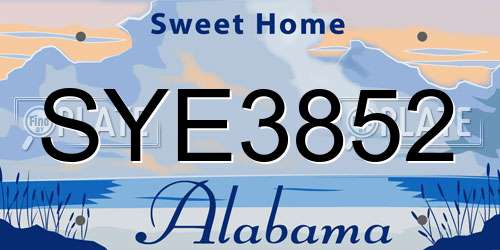 SYE3852 Alabama License Plate