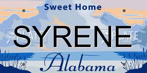 SYRENE Alabama License Plate