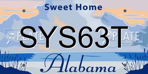 SYS63T Alabama License Plate