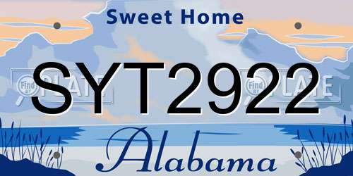 SYT2922 Alabama License Plate