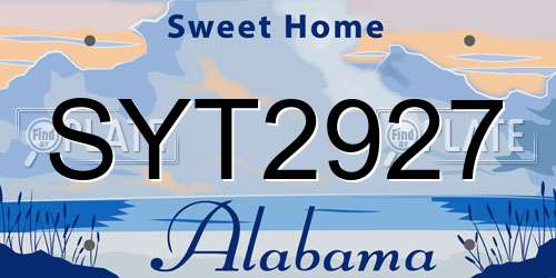 SYT2927 Alabama License Plate