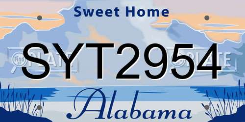 SYT2954 Alabama License Plate
