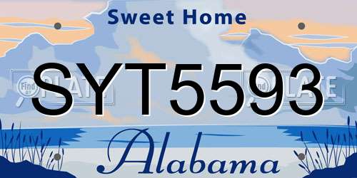 SYT5593 Alabama License Plate