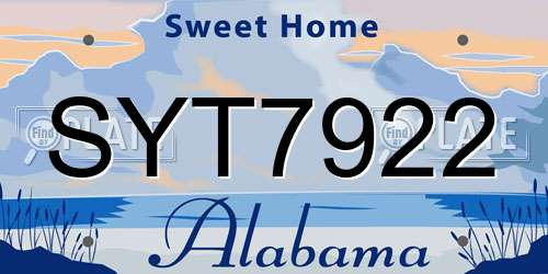 SYT7922 Alabama License Plate