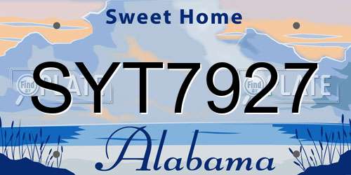 SYT7927 Alabama License Plate
