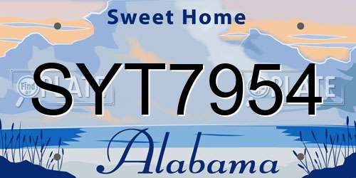 SYT7954 Alabama License Plate