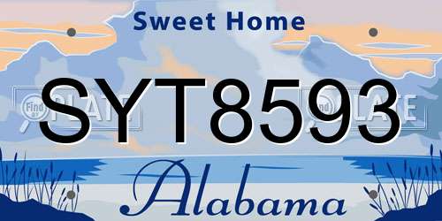 SYT8593 Alabama License Plate