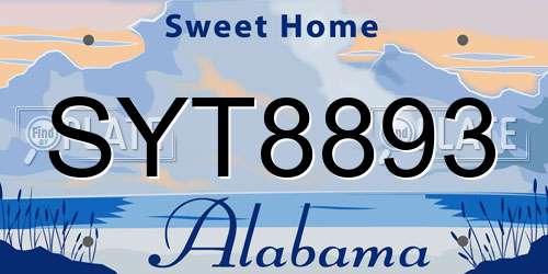 SYT8893 Alabama License Plate