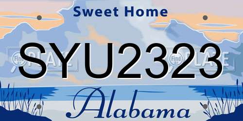 SYU2323 Alabama License Plate