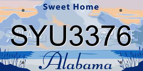 SYU3376 Alabama License Plate