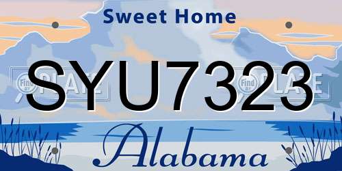 SYU7323 Alabama License Plate