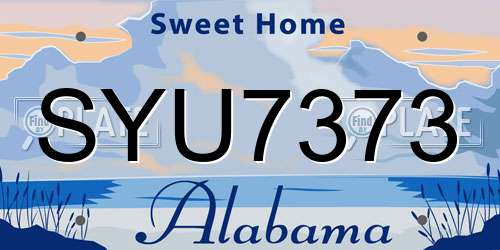 SYU7373 Alabama License Plate