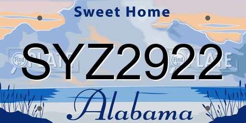 SYZ2922 Alabama License Plate