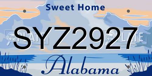 SYZ2927 Alabama License Plate