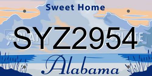 SYZ2954 Alabama License Plate