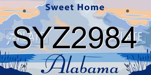 SYZ2984 Alabama License Plate