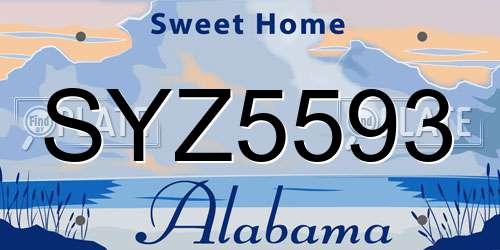 SYZ5593 Alabama License Plate