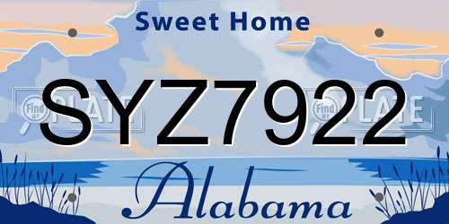 SYZ7922 Alabama License Plate