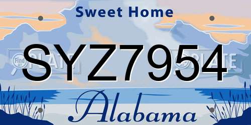 SYZ7954 Alabama License Plate