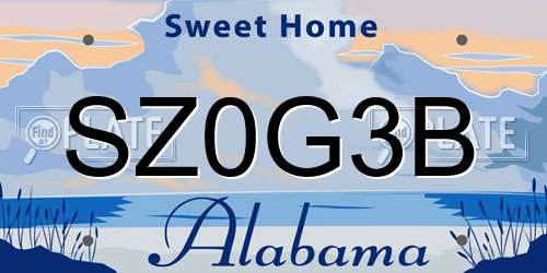 SZ0G3B Alabama License Plate