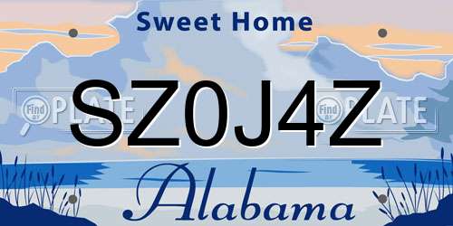SZ0J4Z Alabama License Plate
