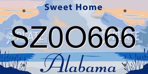 SZ0O666 Alabama License Plate