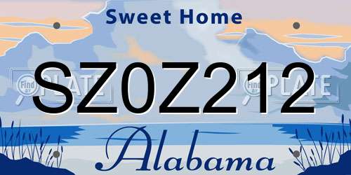 SZ0Z212 Alabama License Plate