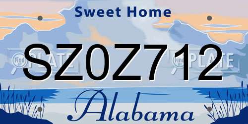 SZ0Z712 Alabama License Plate
